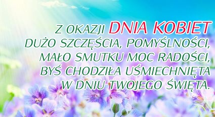 Kwiaty na łące z życzeniami dla kobiet